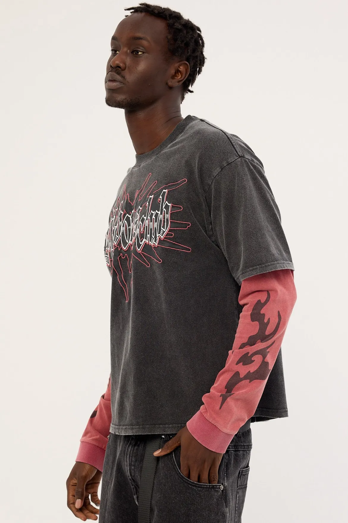 Oil Change 2.0 Layered LS Tee Black/Red