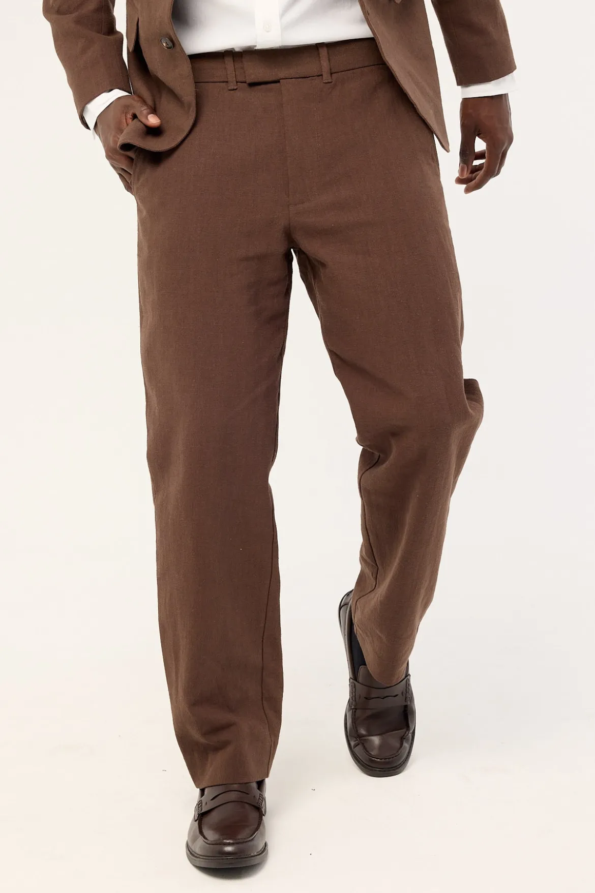 Oliver Classic Linen Tailored Trouser Brown