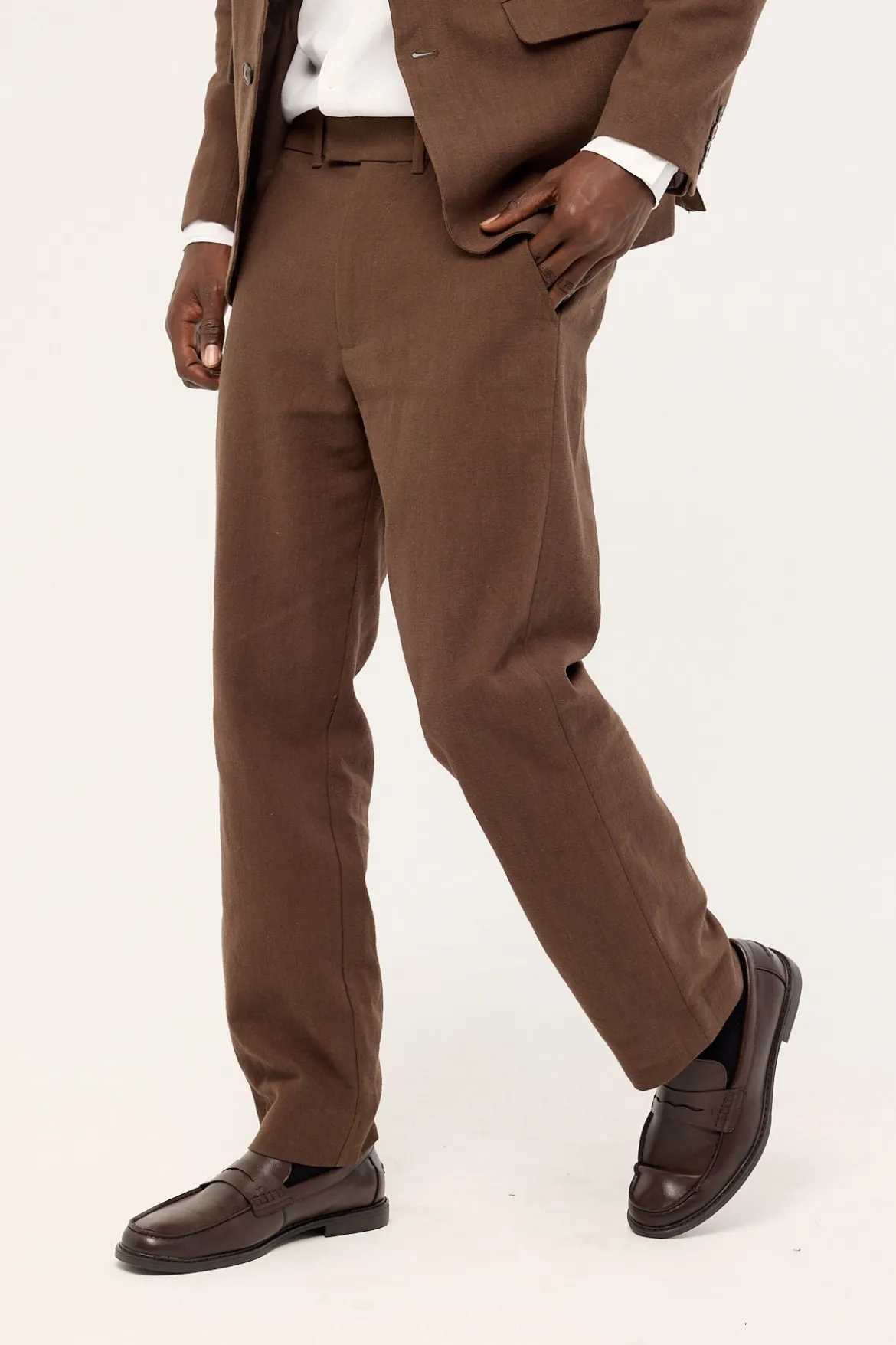 Oliver Classic Linen Tailored Trouser Brown