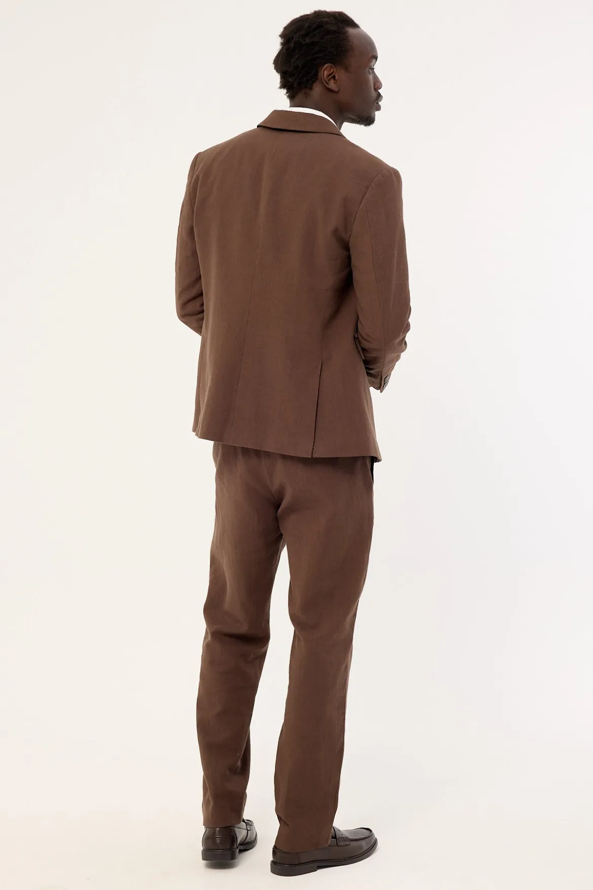Oliver Classic Linen Tailored Trouser Brown