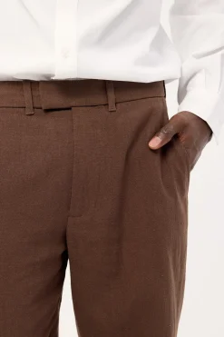Oliver Classic Linen Tailored Trouser Brown