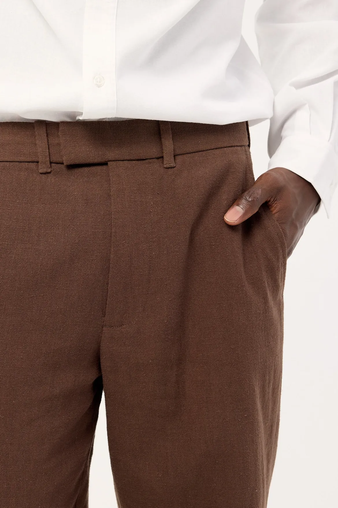 Oliver Classic Linen Tailored Trouser Brown