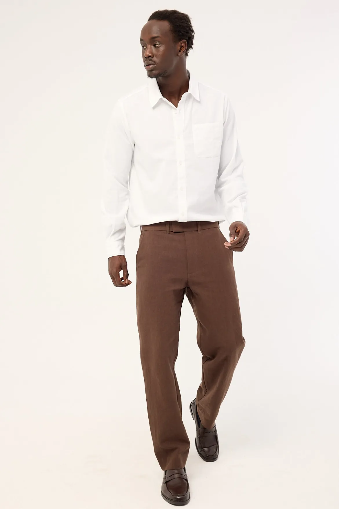 Oliver Classic Linen Tailored Trouser Brown