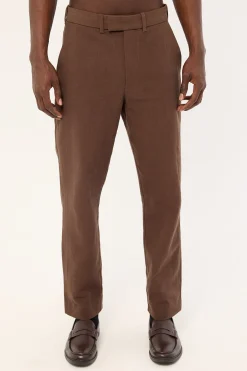 Oliver Classic Linen Tailored Trouser Brown