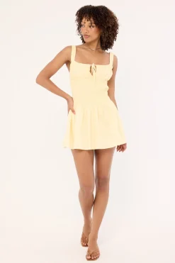 Ollie Shirred Mini Dress Butter