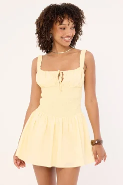 Ollie Shirred Mini Dress Butter
