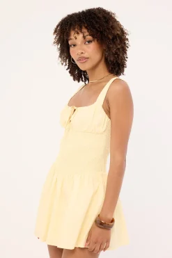 Ollie Shirred Mini Dress Butter
