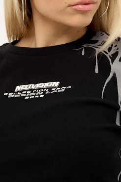 Omen Layered Long Sleeve Baby Tee Black