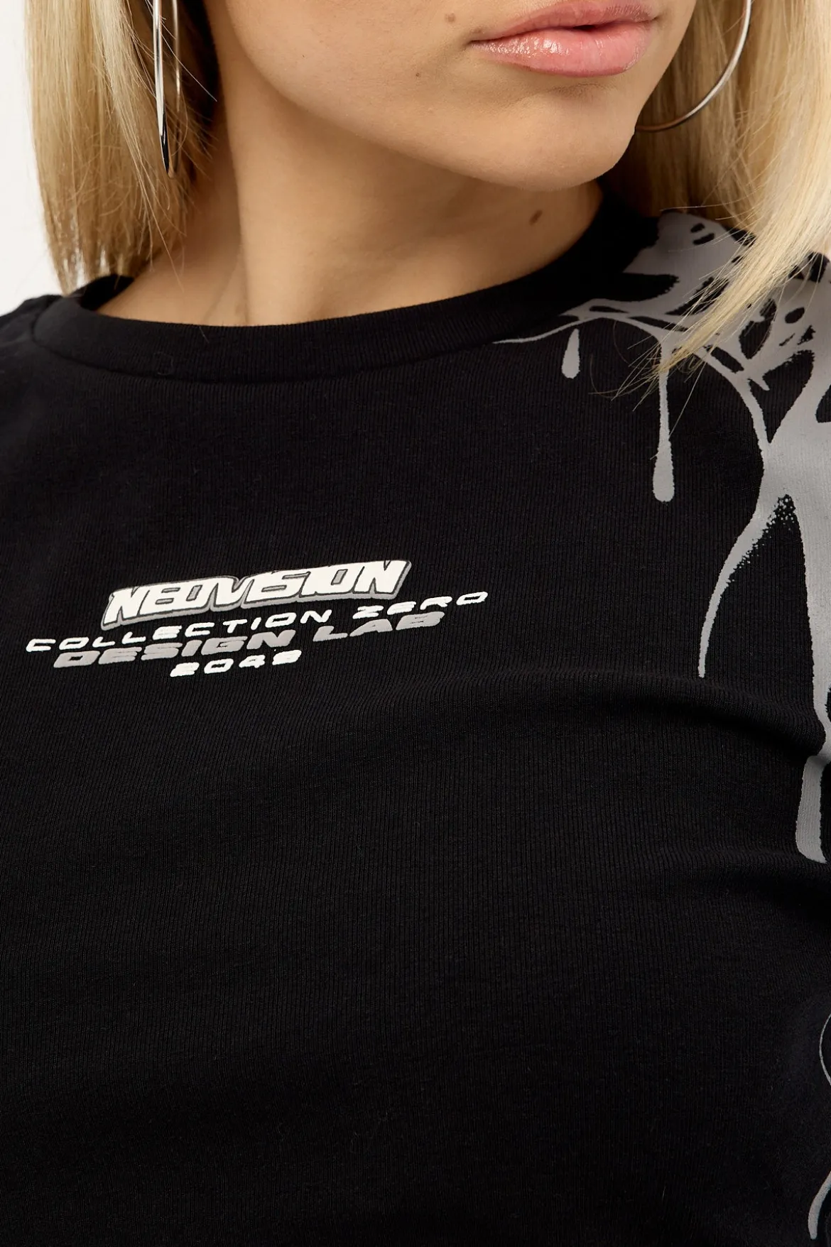 Omen Layered Long Sleeve Baby Tee Black