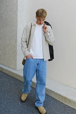 On Lock Oversize Long Sleeve Shirt White/Black Check