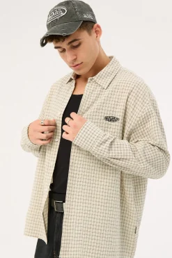 On Lock Oversize Long Sleeve Shirt White/Black Check