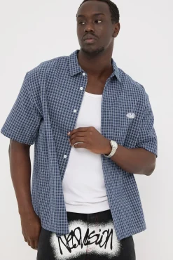 On Lock Oversize Shirt Blue Check