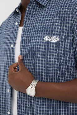 On Lock Oversize Shirt Blue Check