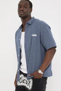 On Lock Oversize Shirt Blue Check