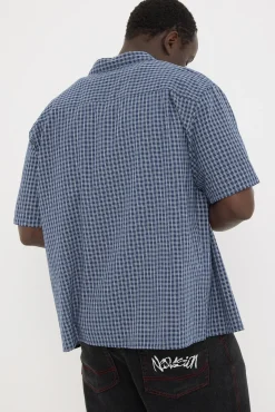 On Lock Oversize Shirt Blue Check