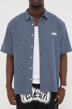 On Lock Oversize Shirt Blue Check