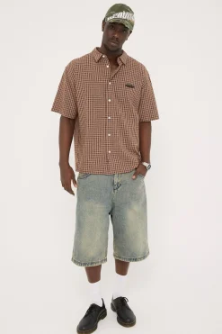 On Lock Oversize Shirt Brown Check