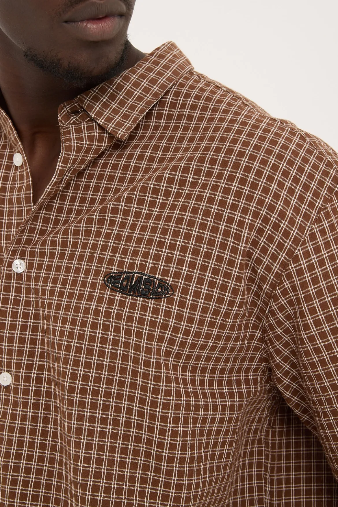 On Lock Oversize Shirt Brown Check