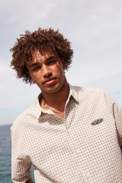 On Lock Oversize Short Sleeve Shirt White/Black Check