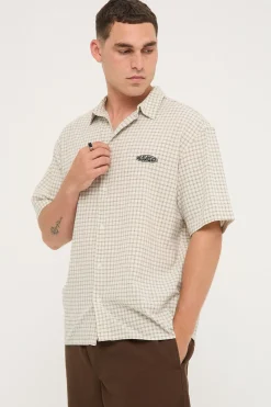 On Lock Oversize Short Sleeve Shirt White/Black Check