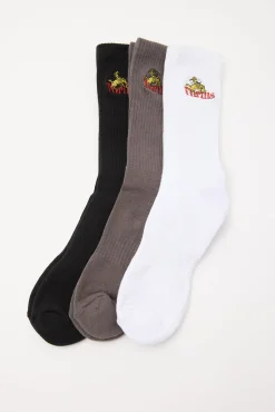 On the Range 3 Pack Sock Black/White/Tarmac
