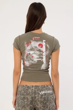 Onryu Baby Tee Khaki Green