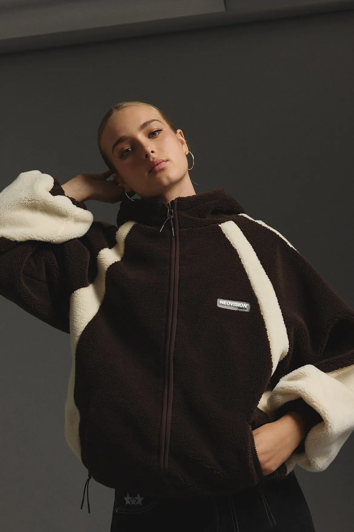 Orbital Hooded Sherpa Jacket Brown/Cream