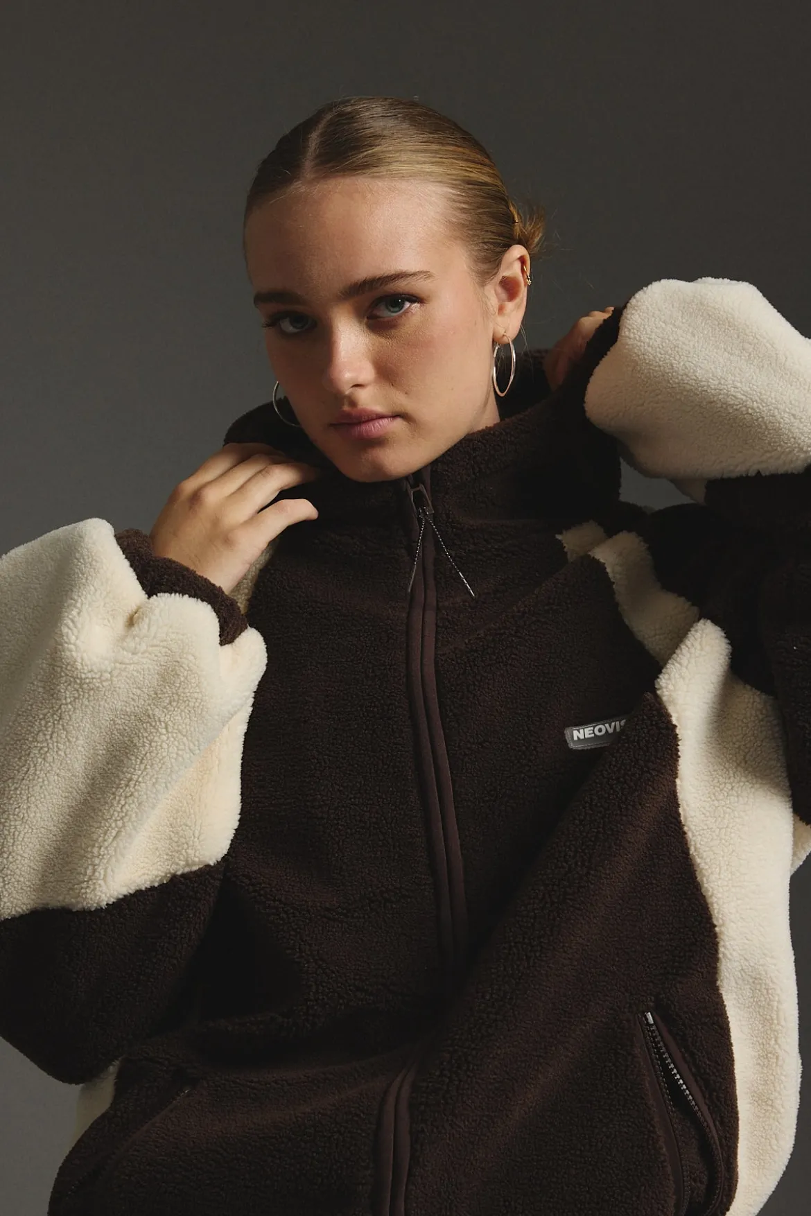 Orbital Hooded Sherpa Jacket Brown/Cream
