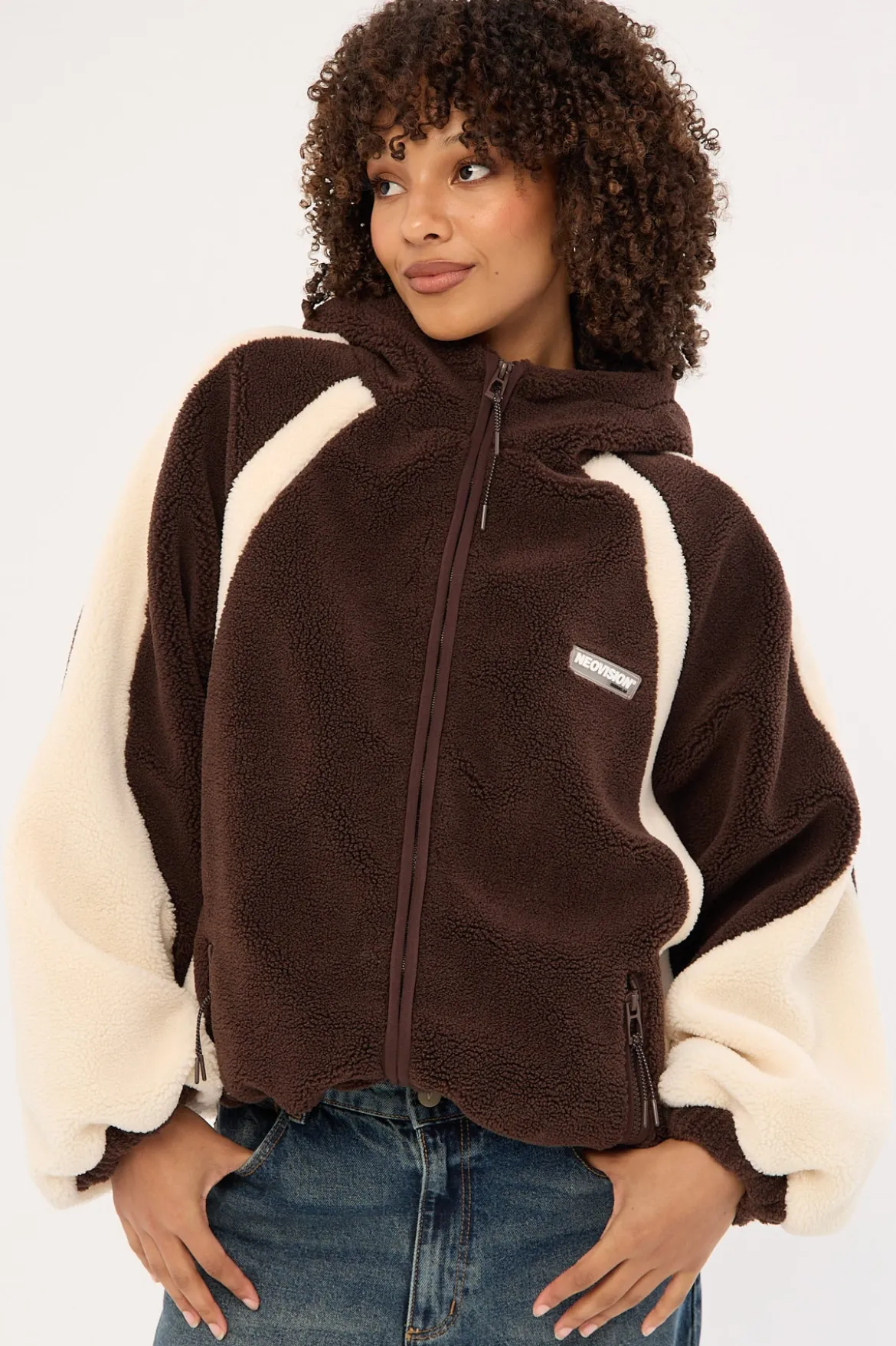 Orbital Hooded Sherpa Jacket Brown/Cream