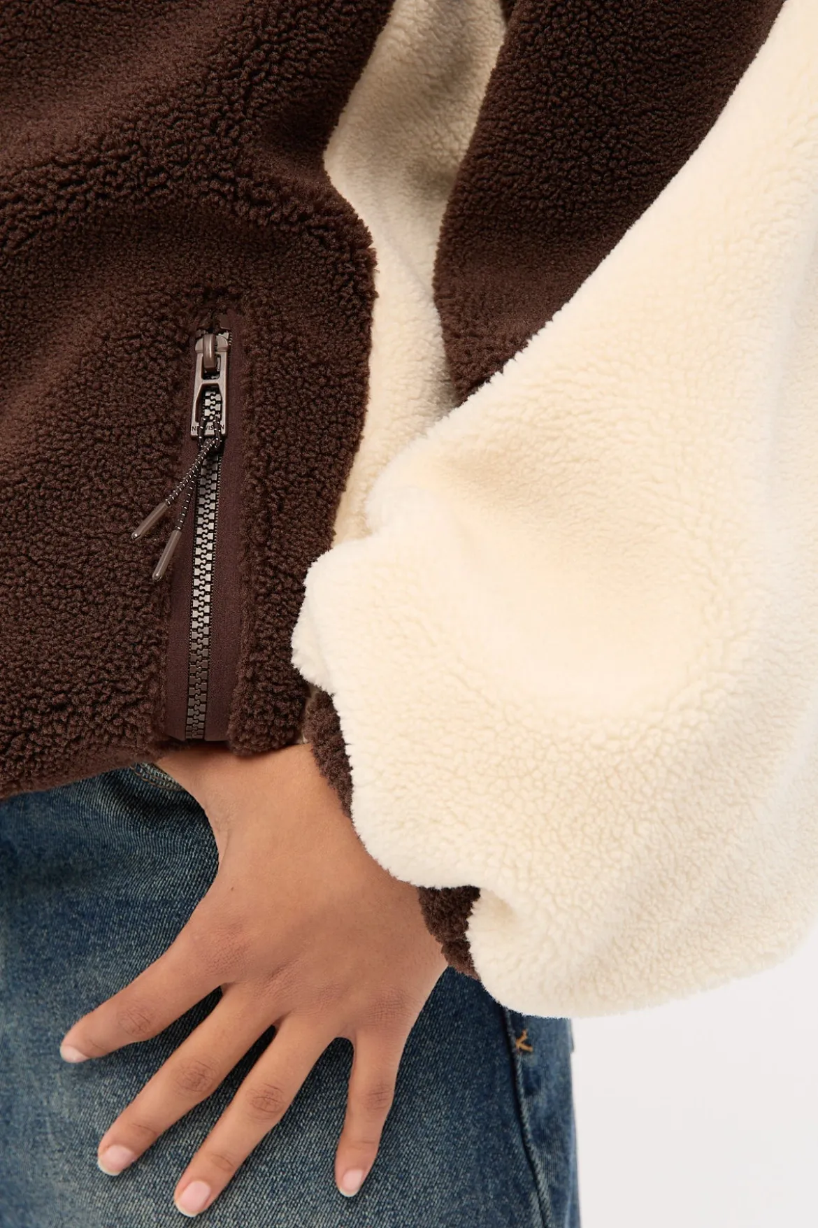 Orbital Hooded Sherpa Jacket Brown/Cream