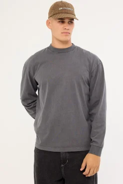 Organic Boxy Long Sleeve Tee Washed Black