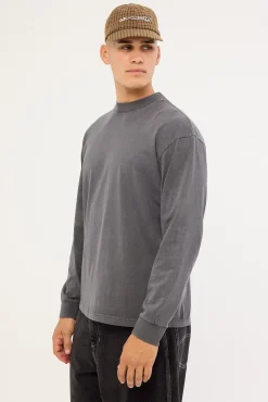 Organic Boxy Long Sleeve Tee Washed Black
