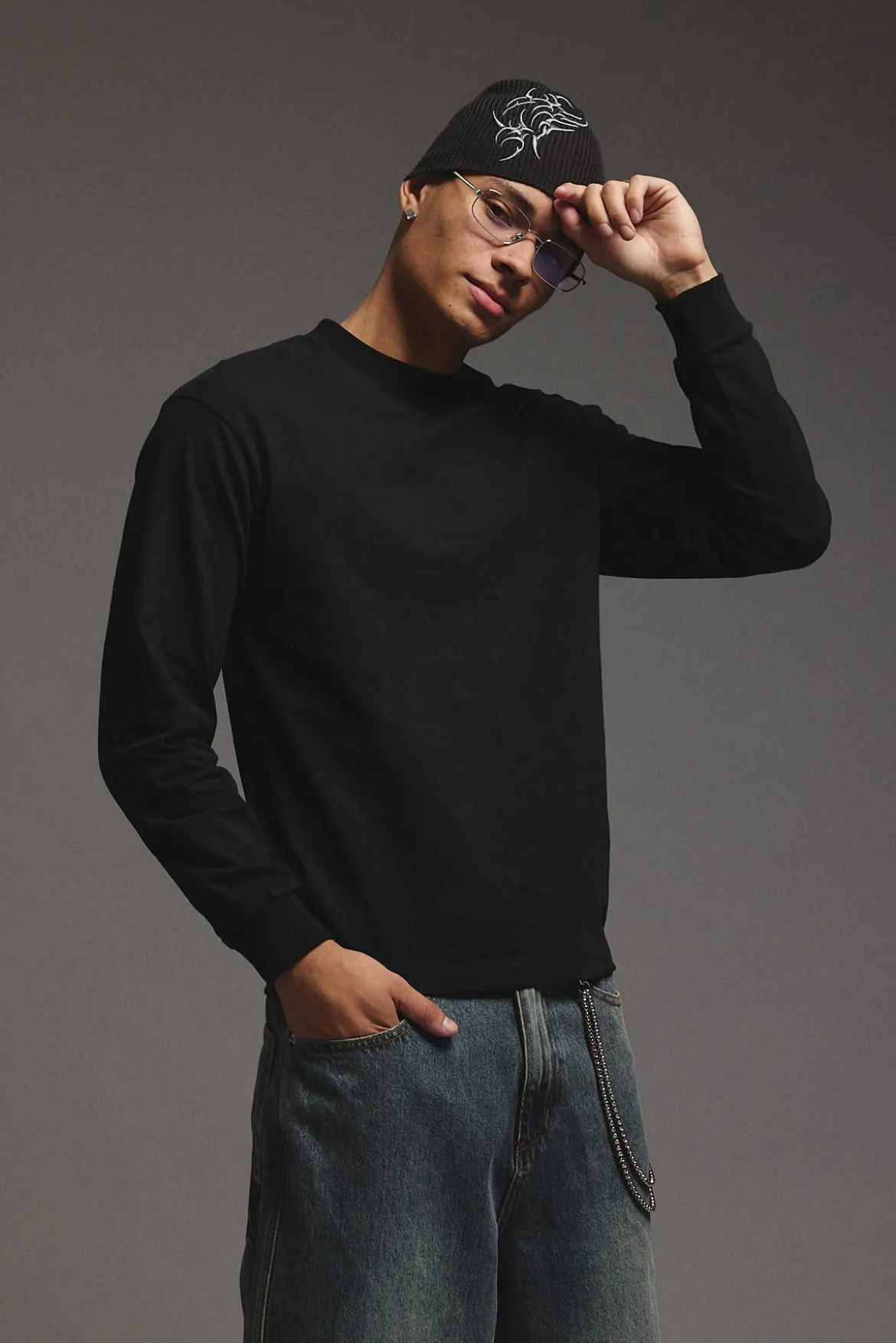 Organic Boxy Long Sleeve Tee Black
