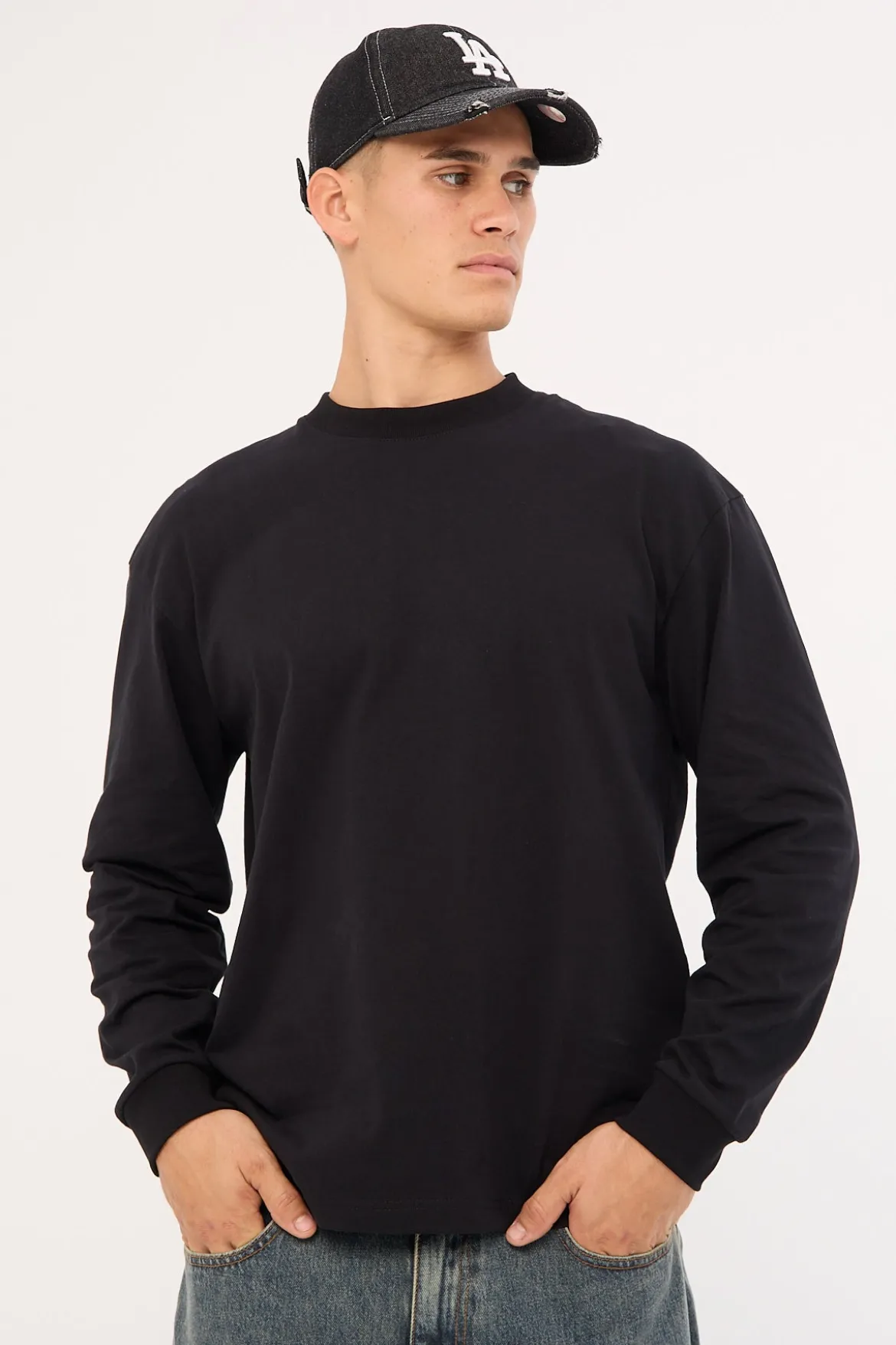 Organic Boxy Long Sleeve Tee Black