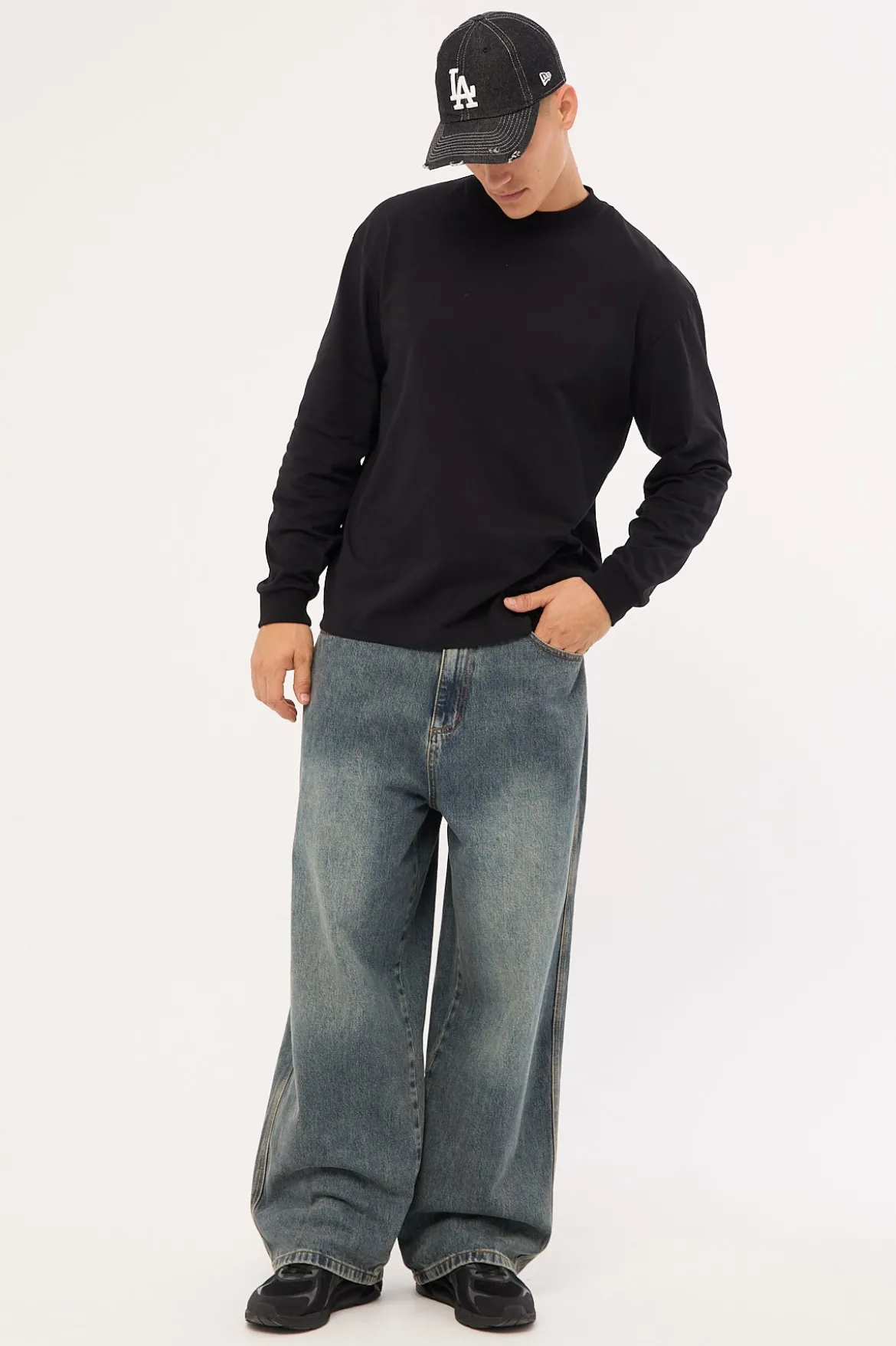 Organic Boxy Long Sleeve Tee Black
