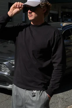 Organic Boxy Long Sleeve Tee Black