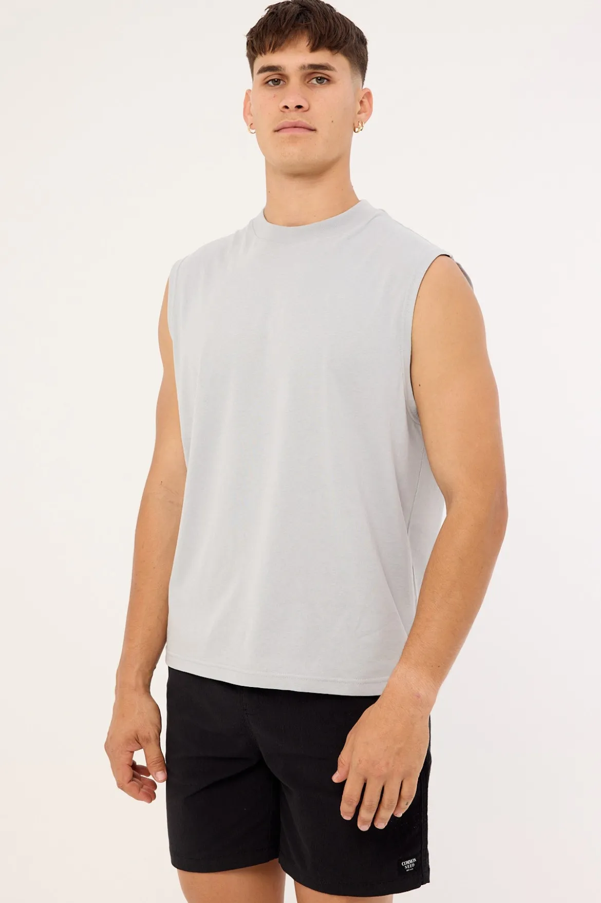 Organic Boxy Muscle Tank Ice Grey