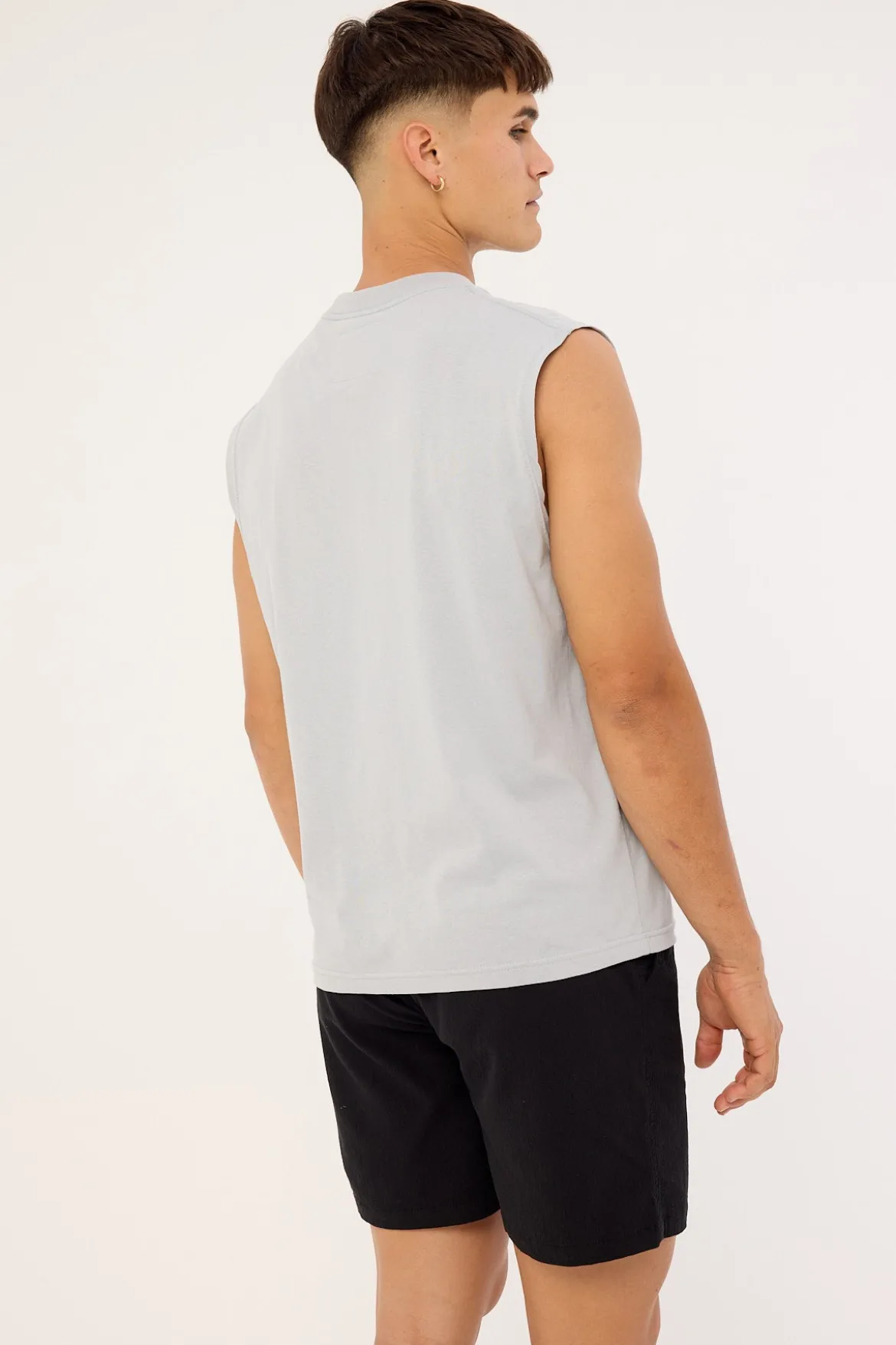 Organic Boxy Muscle Tank Ice Grey