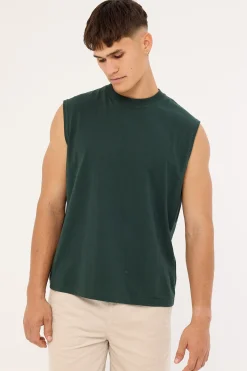 Organic Boxy Muscle Tank Forest Green
