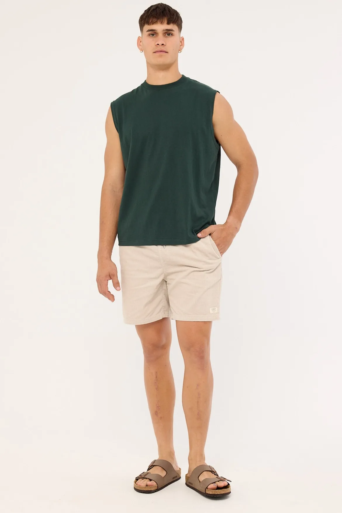 Organic Boxy Muscle Tank Forest Green