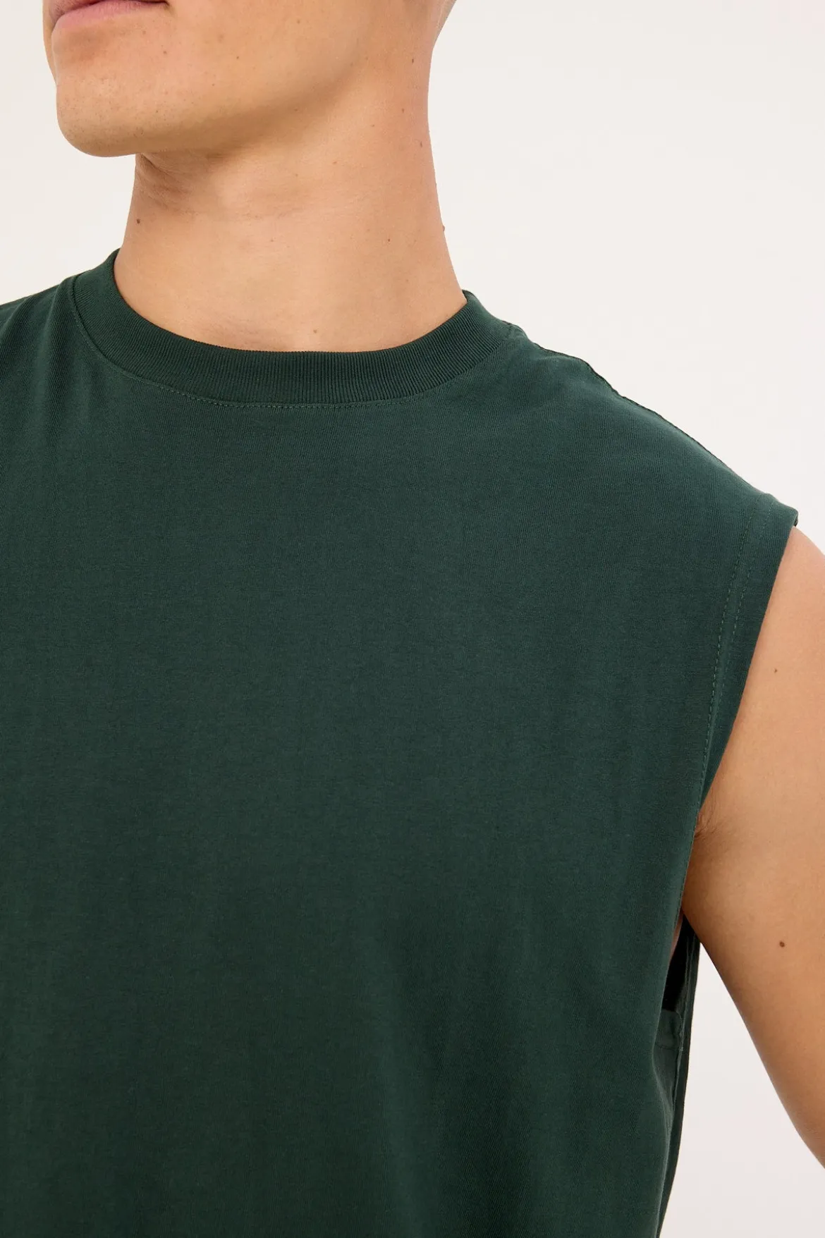 Organic Boxy Muscle Tank Forest Green