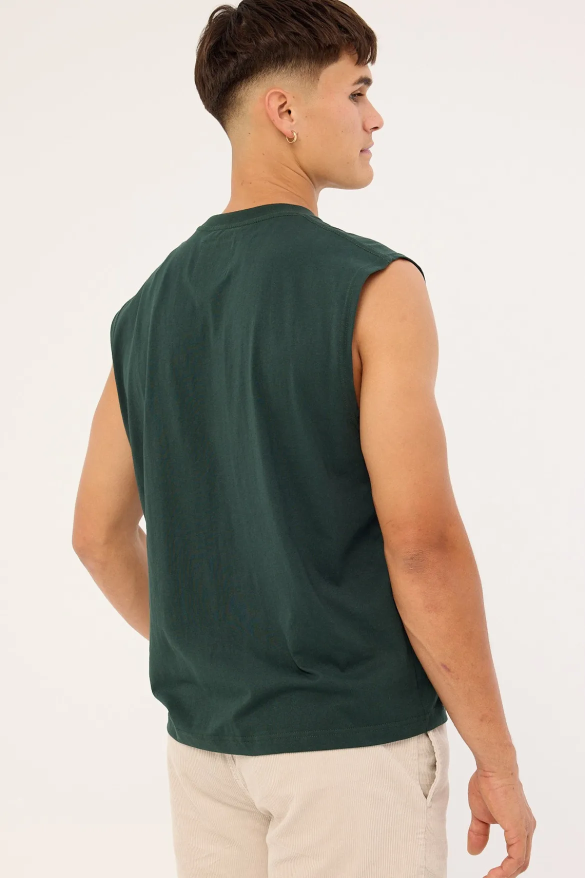 Organic Boxy Muscle Tank Forest Green
