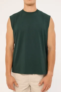 Organic Boxy Muscle Tank Forest Green