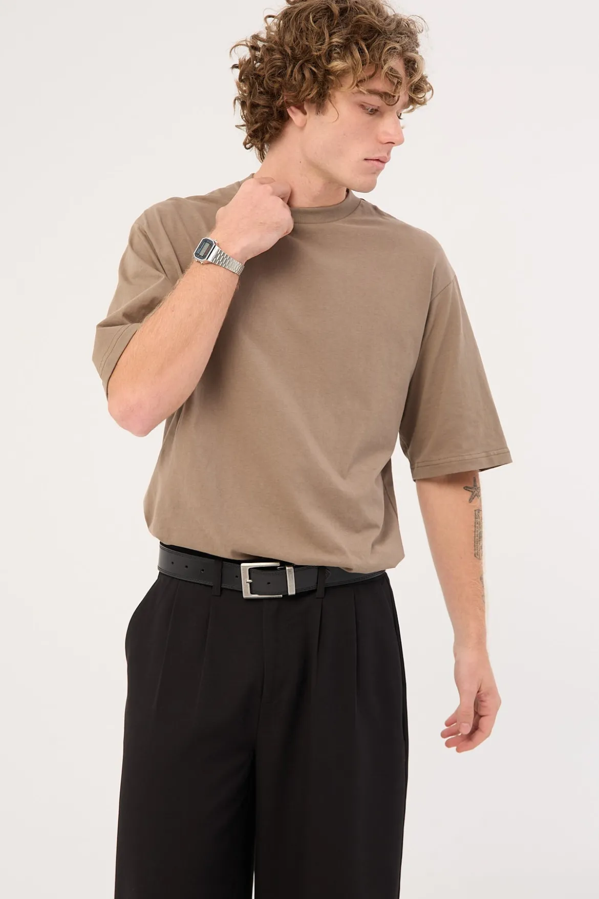 Organic Boxy Tee Taupe