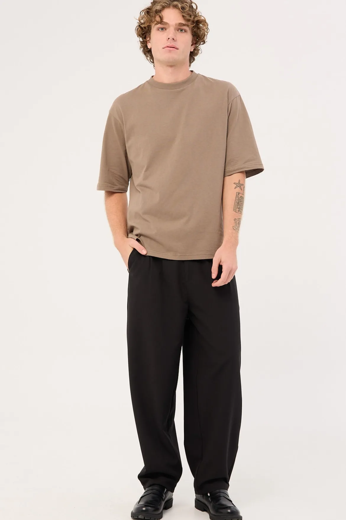 Organic Boxy Tee Taupe