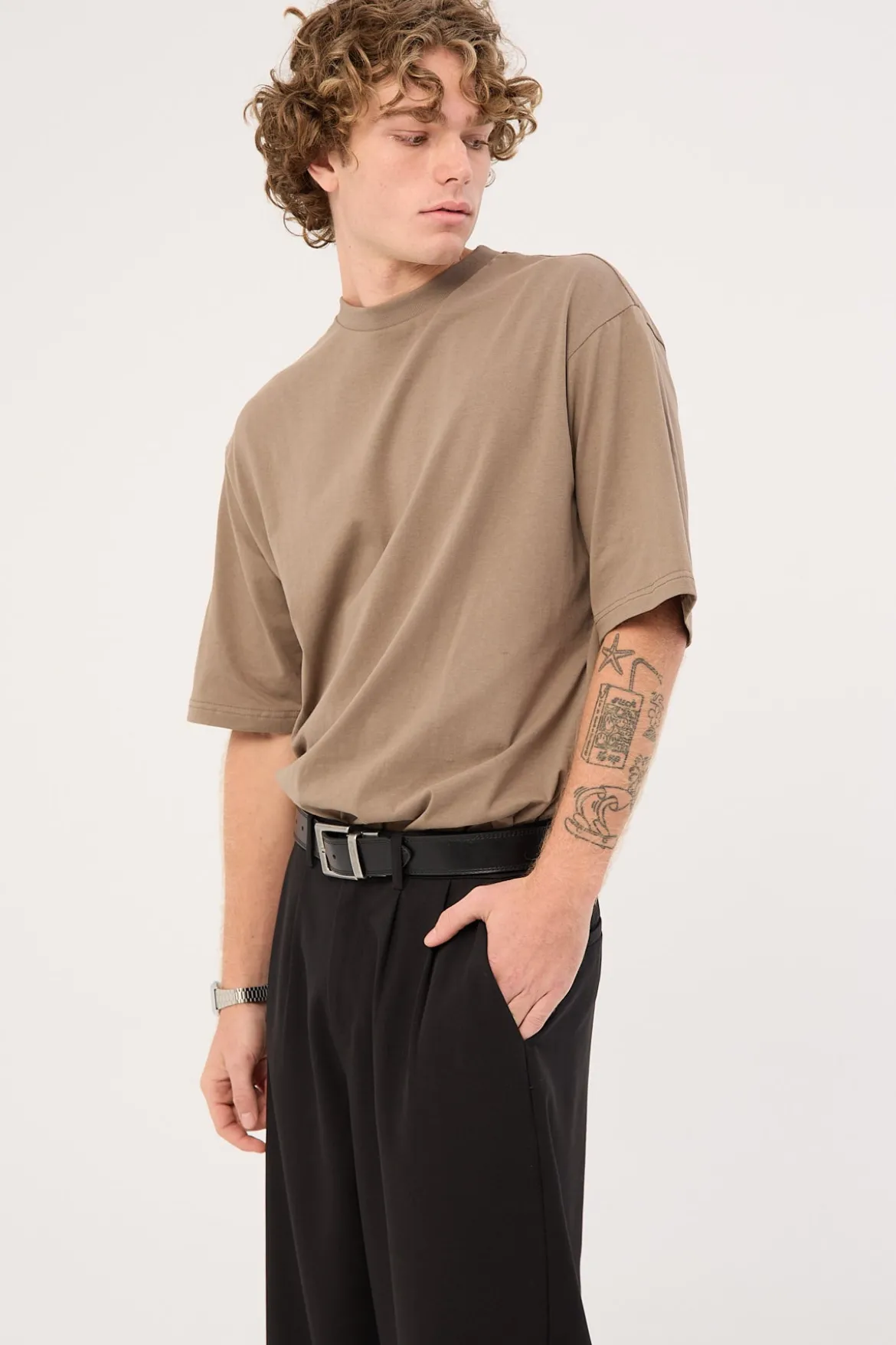 Organic Boxy Tee Taupe