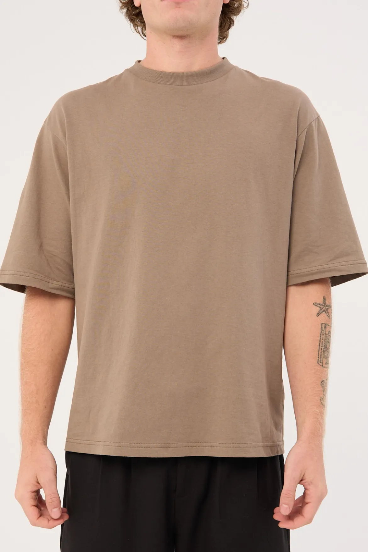 Organic Boxy Tee Taupe