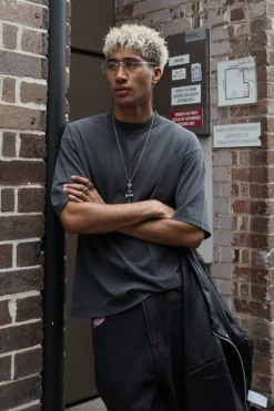 Organic Boxy Tee Washed Black