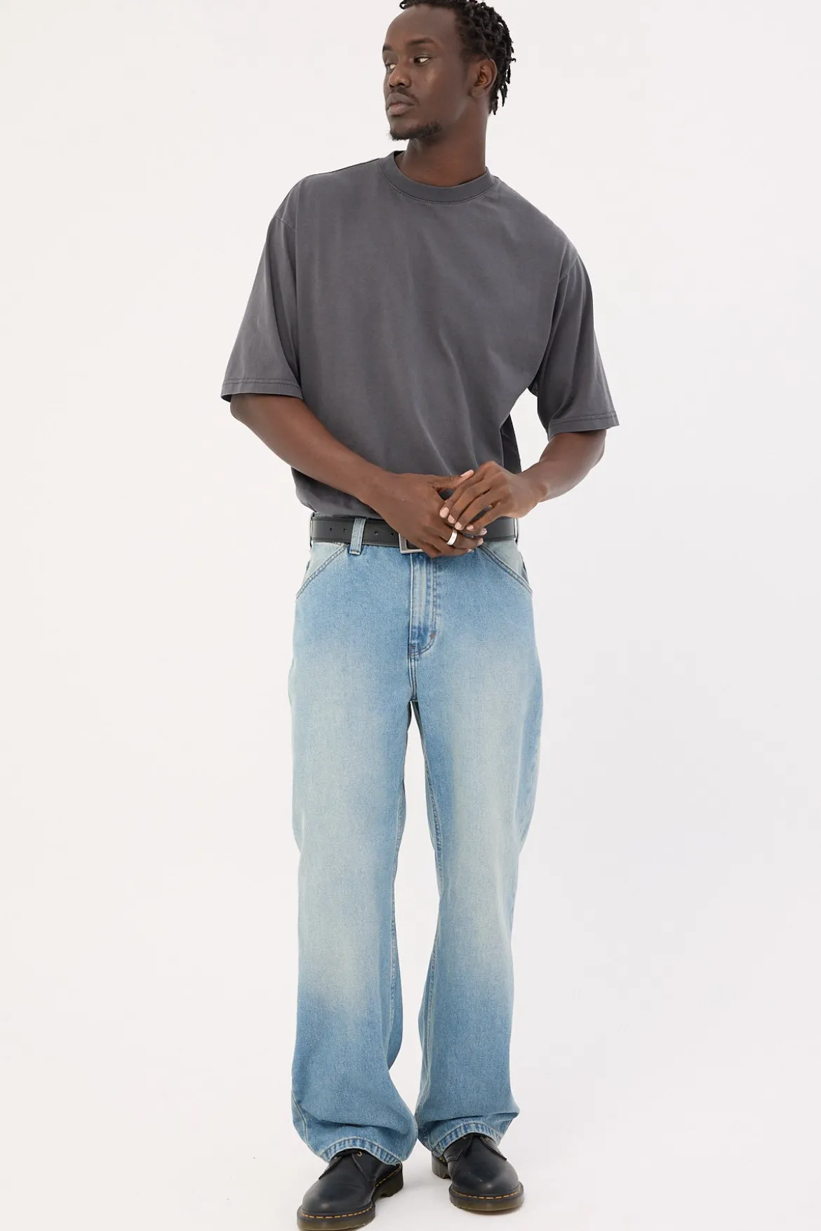 Organic Boxy Tee Washed Black