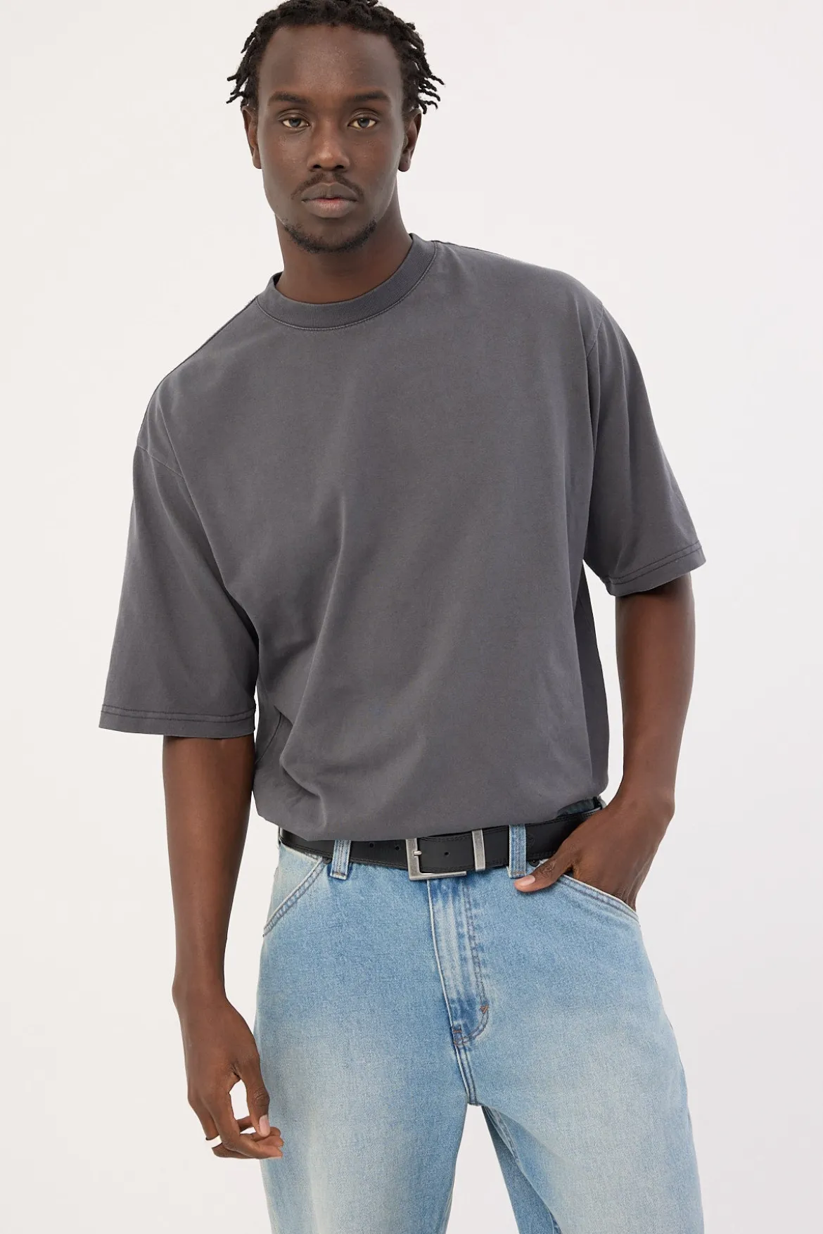 Organic Boxy Tee Washed Black